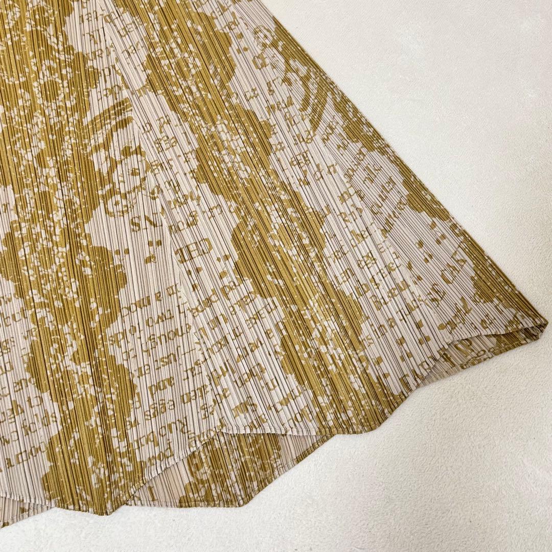 極美品✨PLEATS PLEASE レシピ柄　マキシ丈　フレア　プリーツ