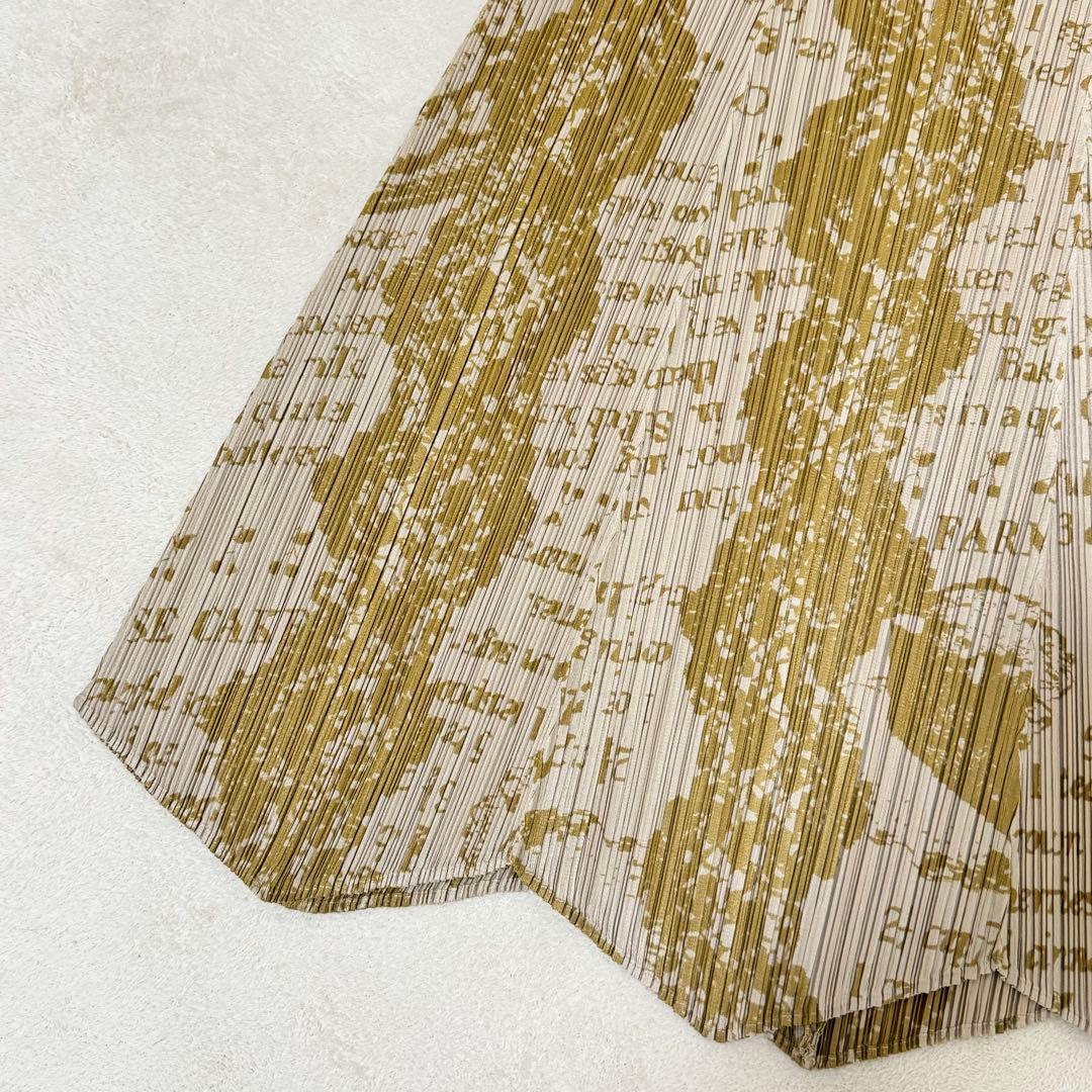 極美品✨PLEATS PLEASE レシピ柄　マキシ丈　フレア　プリーツ