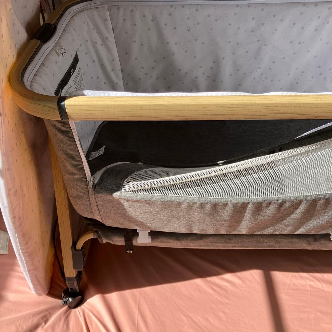 HZDMJ ベビーベッド グレー メッシュサイド