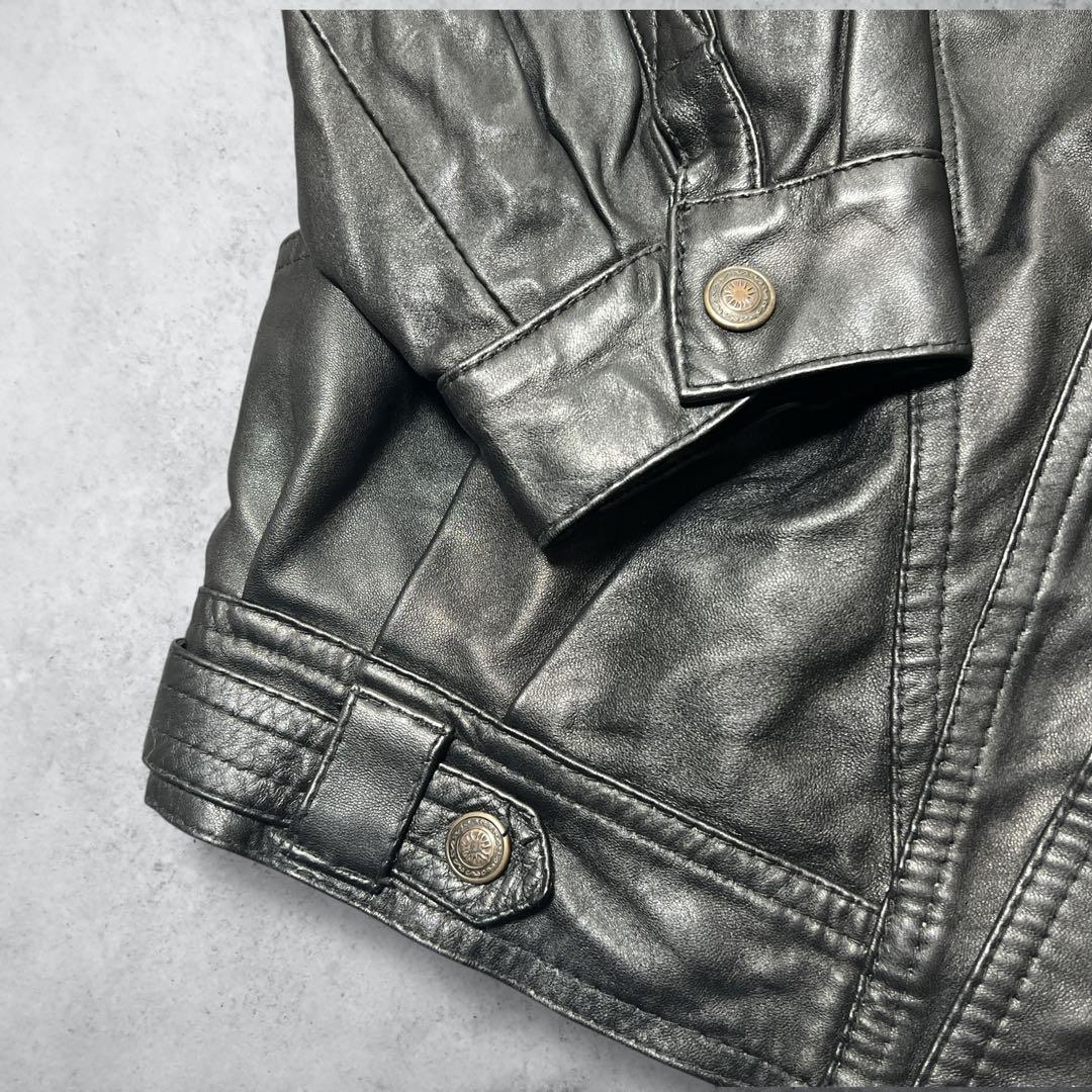 80s90sヴィンテージスペイン製A2レザージャケットブラック本革2XL古着
