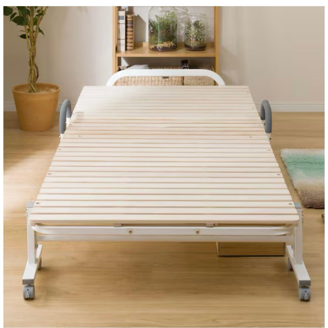 【週末値下げ】ニトリ　シングル 折りたたみ桐すのこパイプベッド