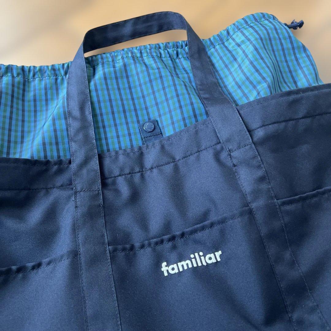 美品　familiar マザーズバッグ ネイビー チェック柄