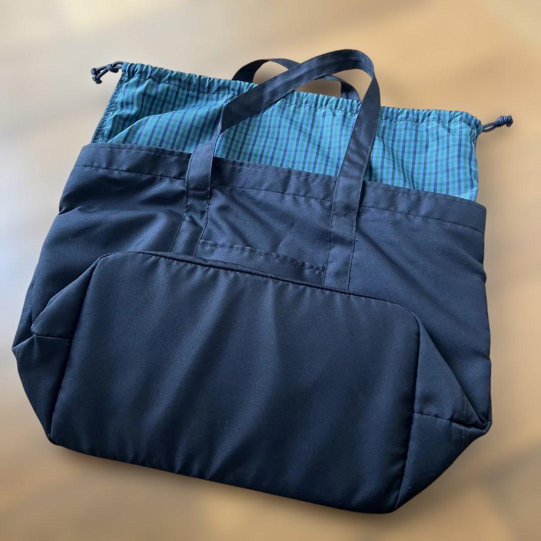 美品　familiar マザーズバッグ ネイビー チェック柄