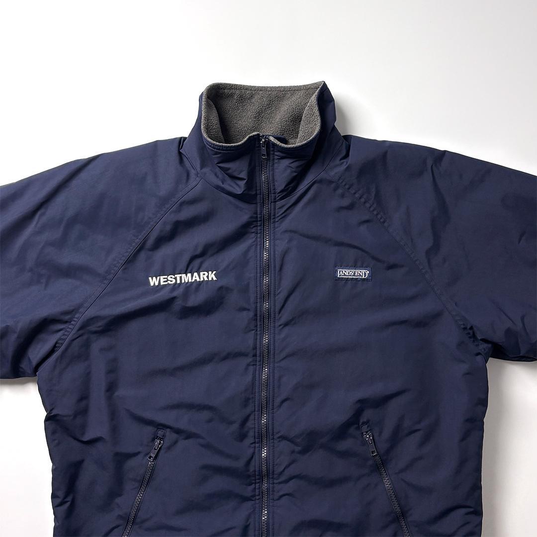 ランズエンド ウォームアップジャケット フリース M ネイビー 企業ロゴ