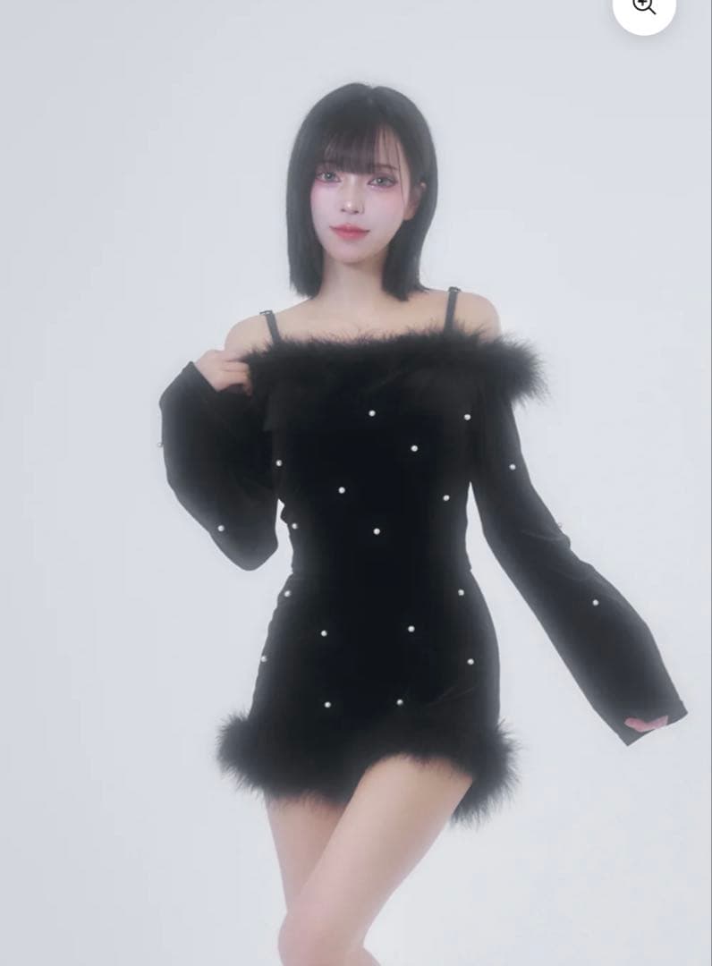 ベリアミミ　デザインパールベロアコンビネゾン　ブラック