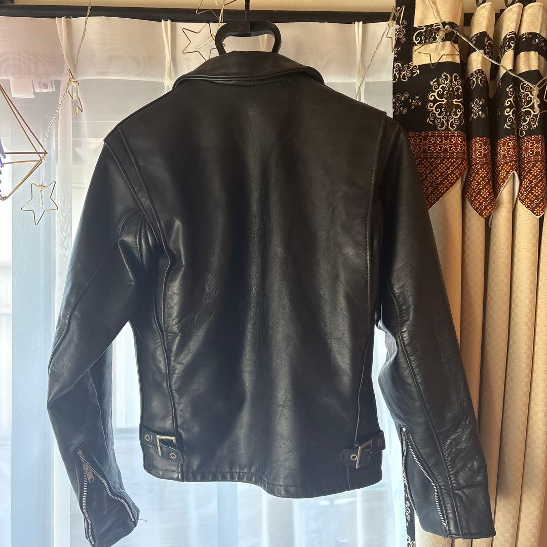 Schott ブラック レザーライダースジャケット 34
