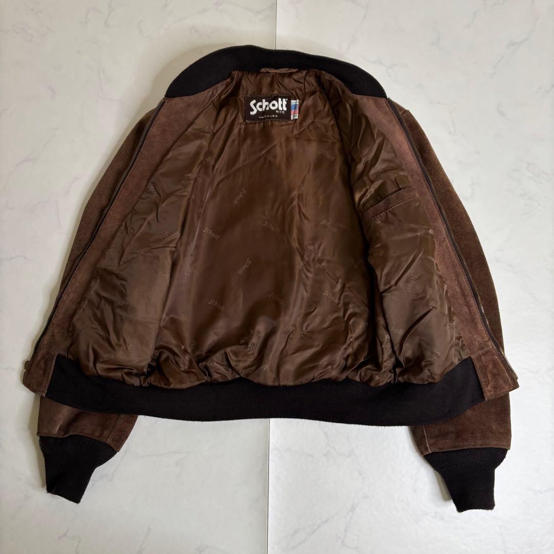 USA製 ショット スエード ボンバージャケット 40 アメカジ ブルゾン 本革