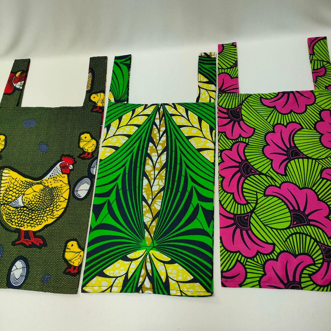 アフリカンレジ袋タイプエコバッグ　アフリカ布チビサークル