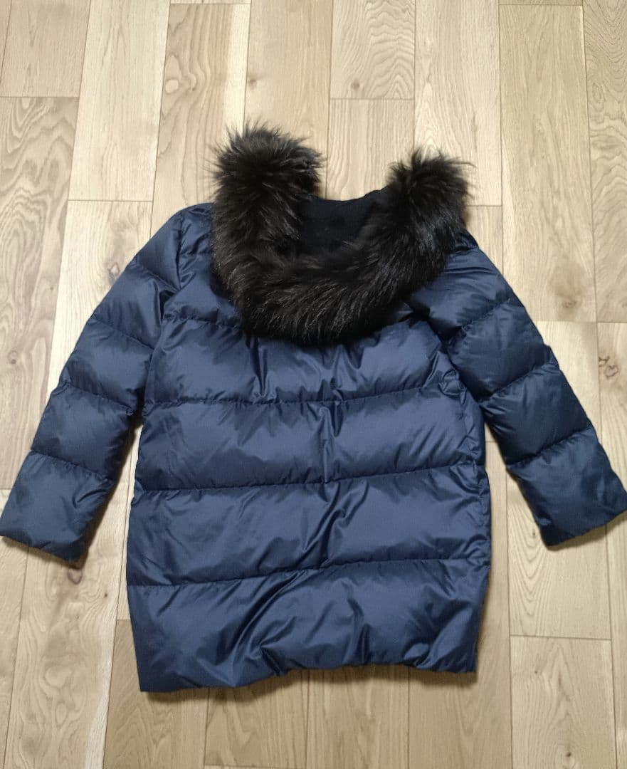 ナノユニバース　西川ダウン　ネイビー ダウンジャケット フード付き サイズ38