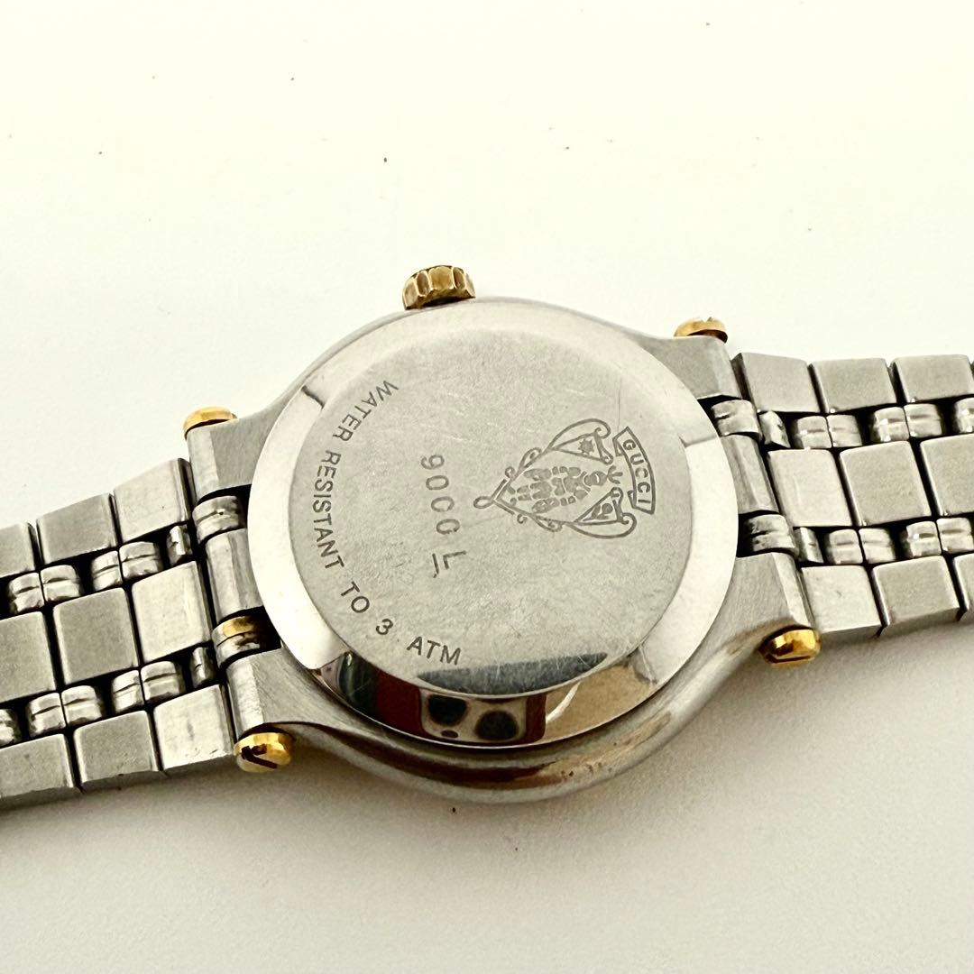 【稼働】GUCCI 9000 L デイト レディース 新品電池 自社ベルト