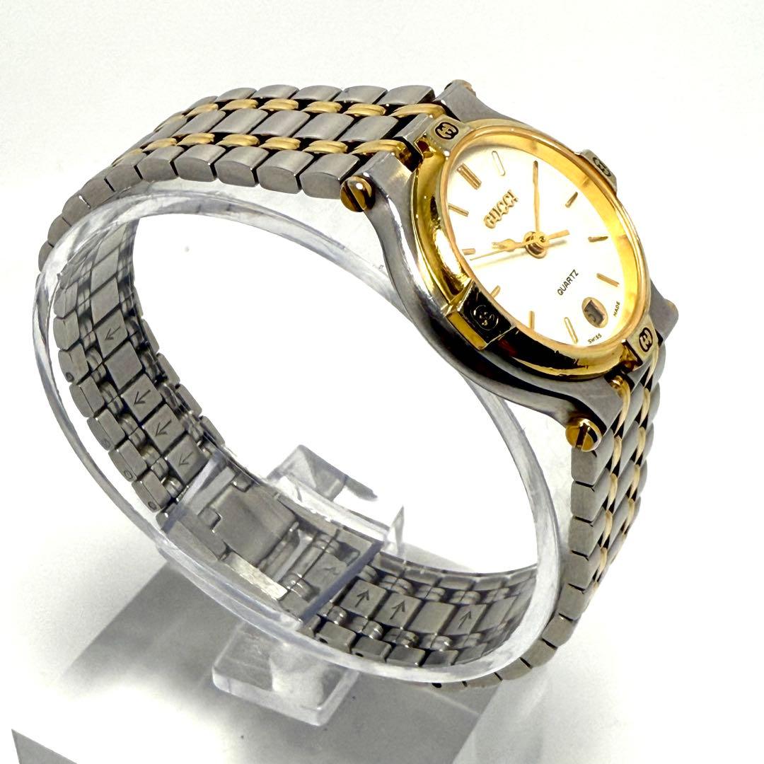 【稼働】GUCCI 9000 L デイト レディース 新品電池 自社ベルト