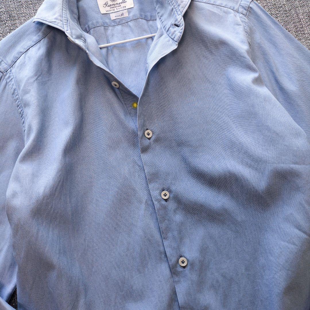 ジャンネット　ワイドカラー　シャンブレーシャツ　デニムシャツ