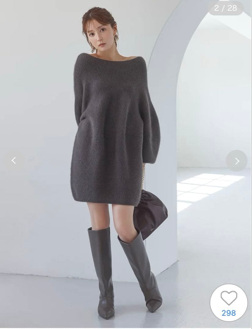 SNIDEL グレー ラクーンミニニットワンピース