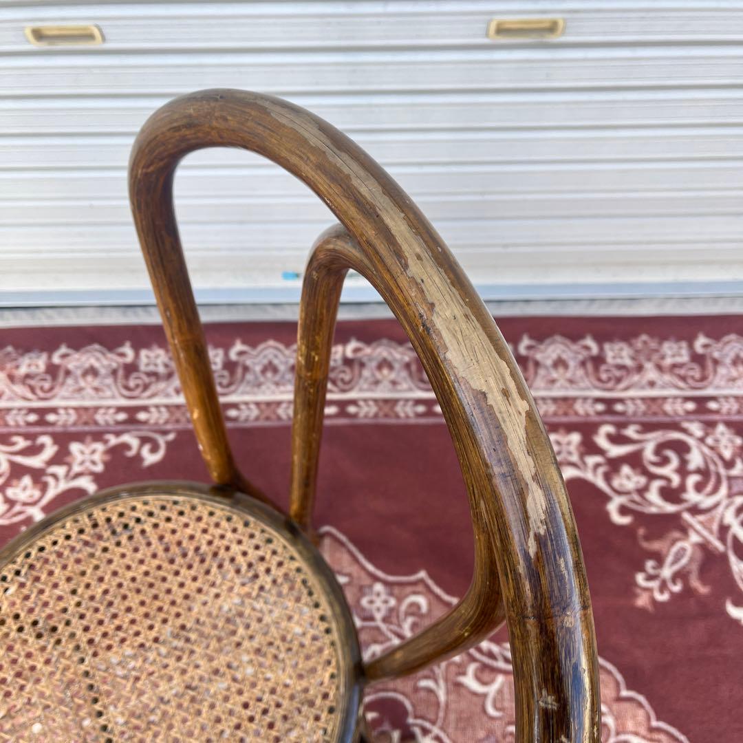 古家具ビンテージ品◾️籐ラタン製 編み込み座面 ラタンチェア A