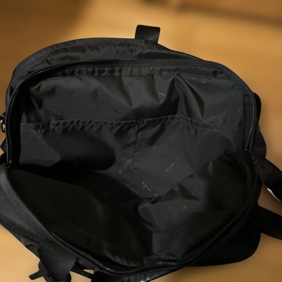 アニエスベー　黒ナイロンボストンバッグ