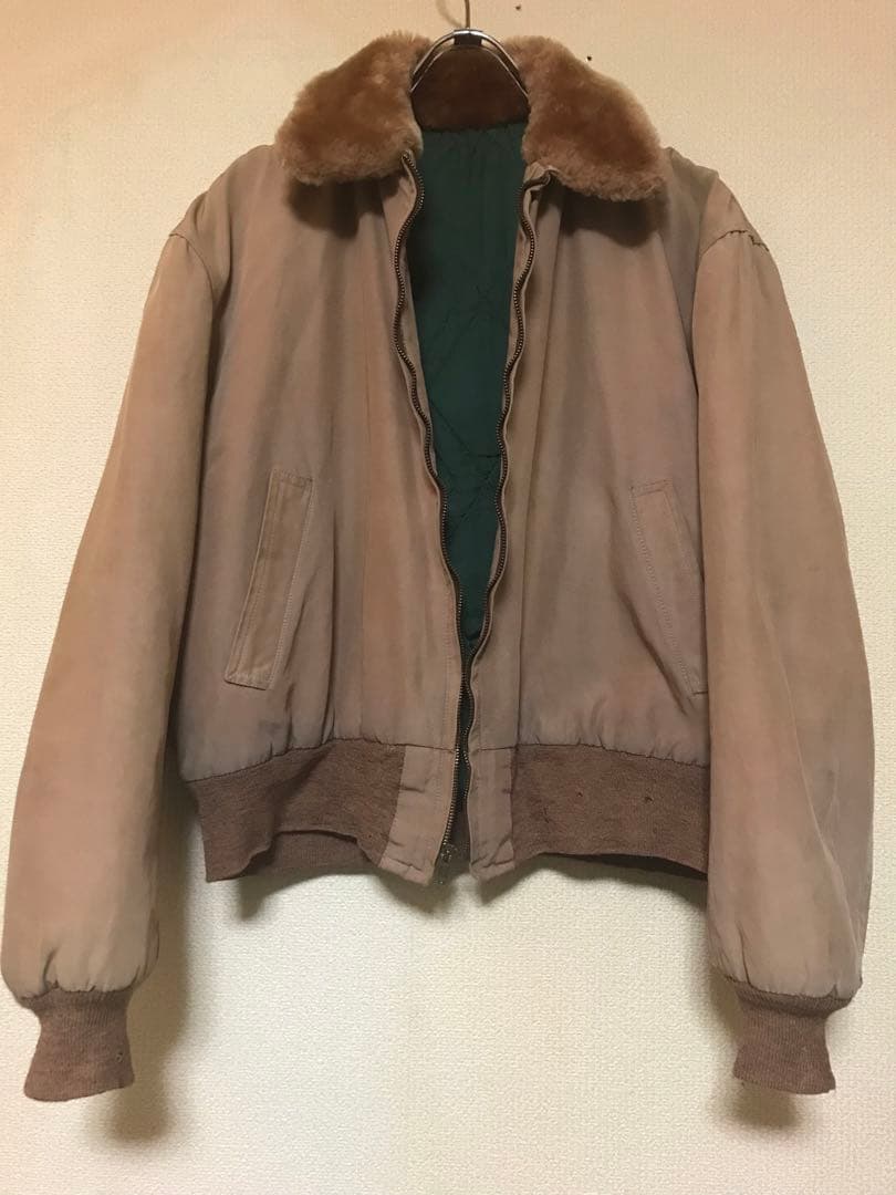 50s ボンバージャケット ナイロン ボアブルゾン ワーク ギャバジン 短丈