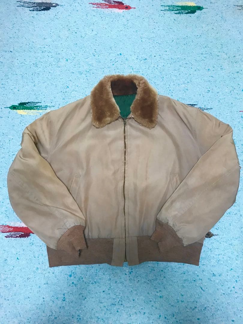 50s ボンバージャケット ナイロン ボアブルゾン ワーク ギャバジン 短丈