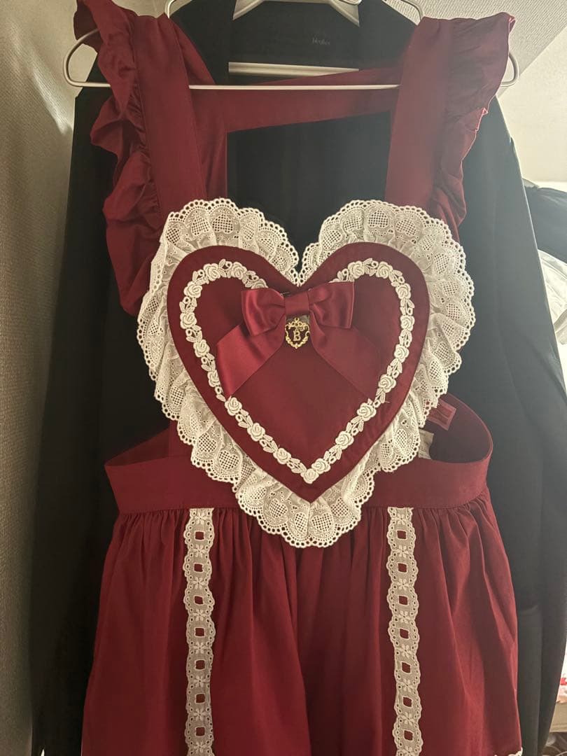 baby the stars ハートエプロン　エンジ Red