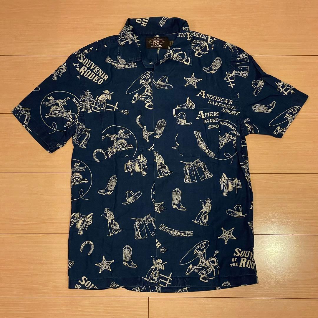 RRL アロハシャツ ネイビー カウボーイ XS