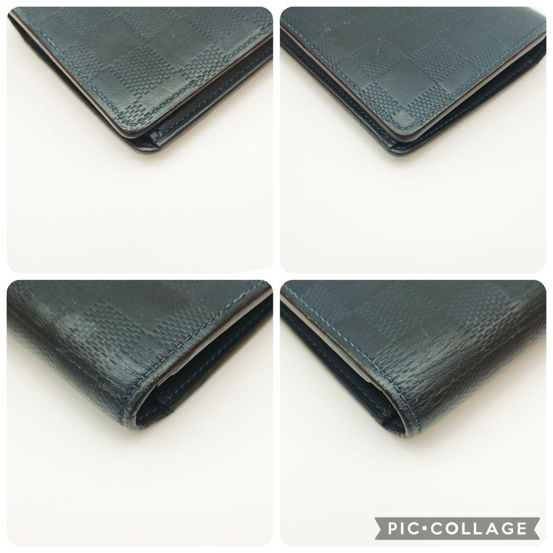 【美品S】ルイヴィトン　ブラザ　ダミエアンフィニ　ネイビー系　長財布