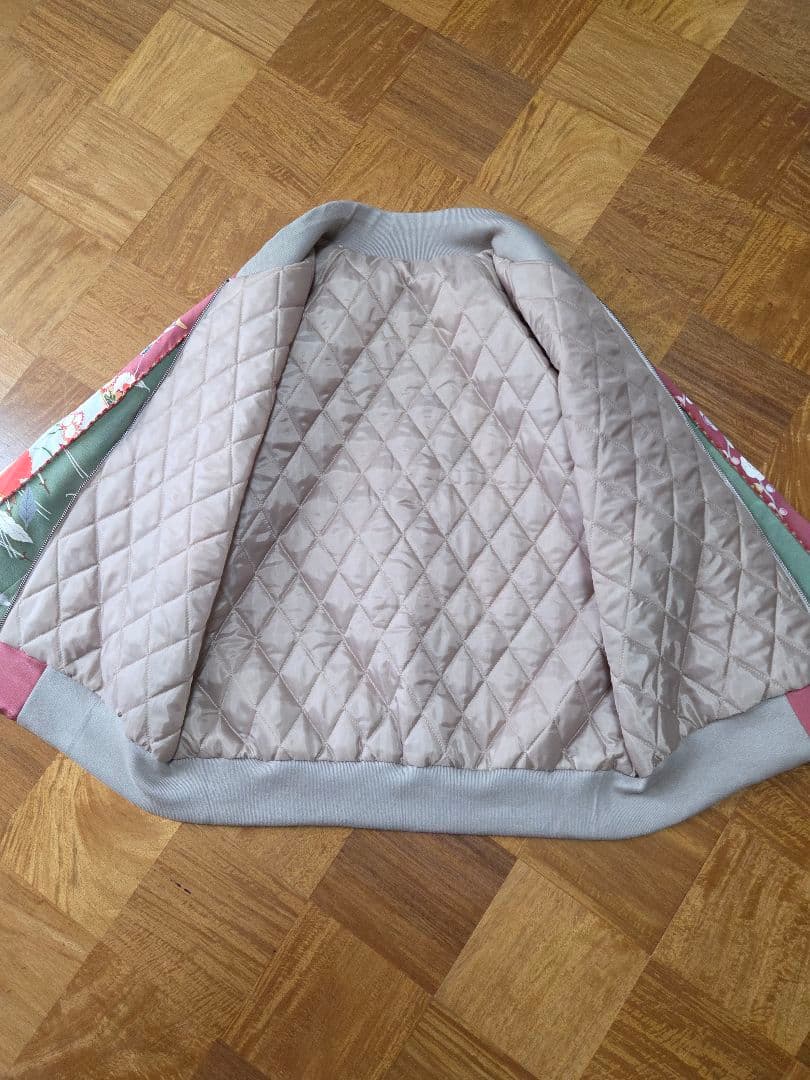 め0215着物リメイク正絹古布色留袖訪問着吉祥文ビンテージスカジャンハンドメイド