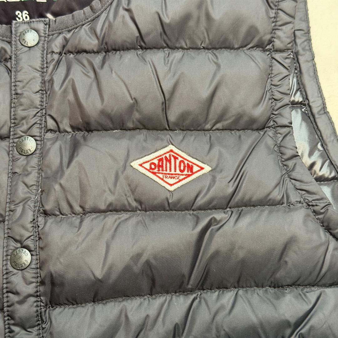 DANTON ダウンベスト ブラック #36 ダウン フェザー