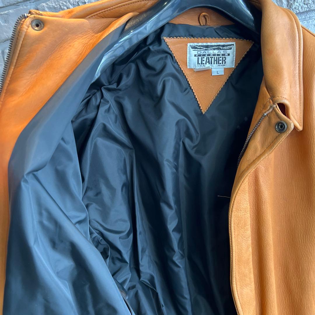 DALLAS Leather 90s USA製 フリンジ レザージャケット 刺繍