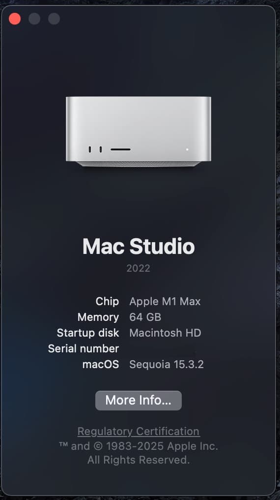 Mac Studio M1 Max (各オプションアップグレード済)