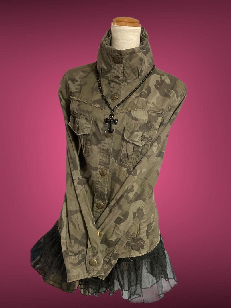 y2k平成ギャルパンク迷彩ミリタリーフードフェアリーグランジ古着ロックNANA