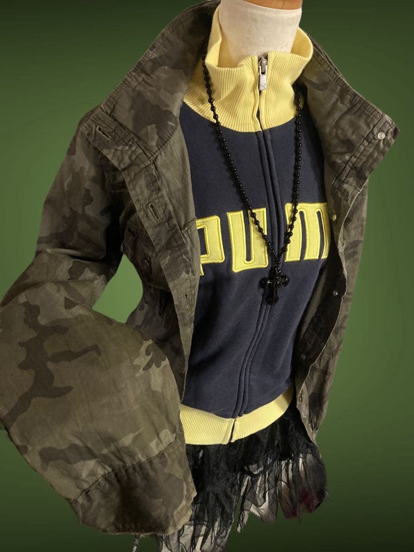 y2k平成ギャルパンク迷彩ミリタリーフードフェアリーグランジ古着ロックNANA