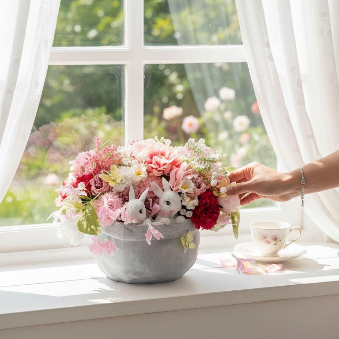 ひな祭り うさぎ のアレンジメント｜春のアニマルシリーズ・メルヘンイースター