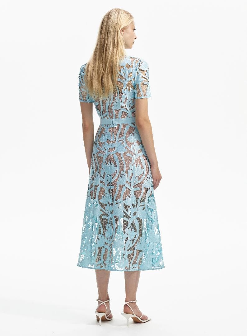 あ*ね様 セルフポートレイト レース ワンピース 水色 UK8 未使用 Lace