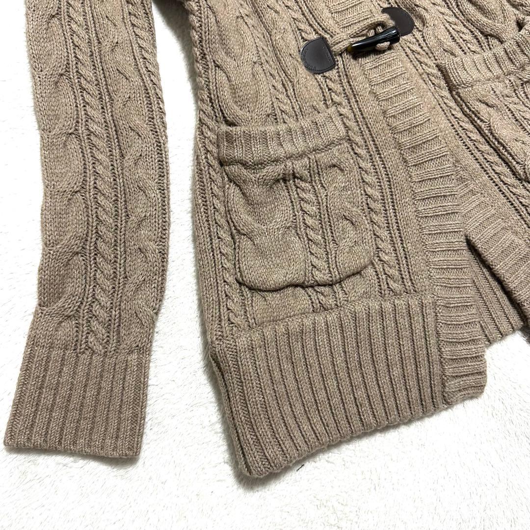 美品　バーバリーブルーレーベル　ダッフルコート　ニット　ケーブル　ラクーンファー