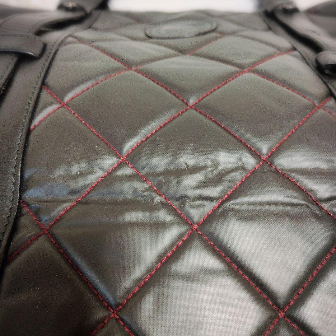 Hunting World 黒×赤糸 キルティング×革 大き目バッグ