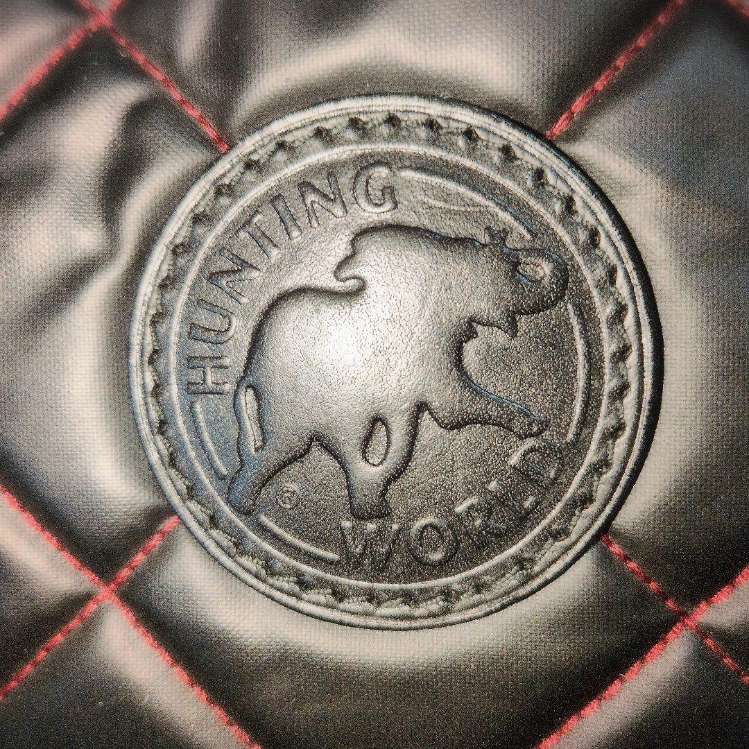 Hunting World 黒×赤糸 キルティング×革 大き目バッグ