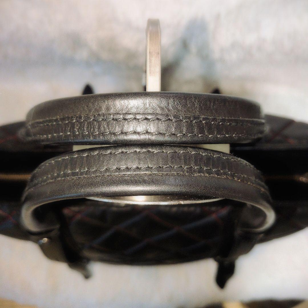 Hunting World 黒×赤糸 キルティング×革 大き目バッグ