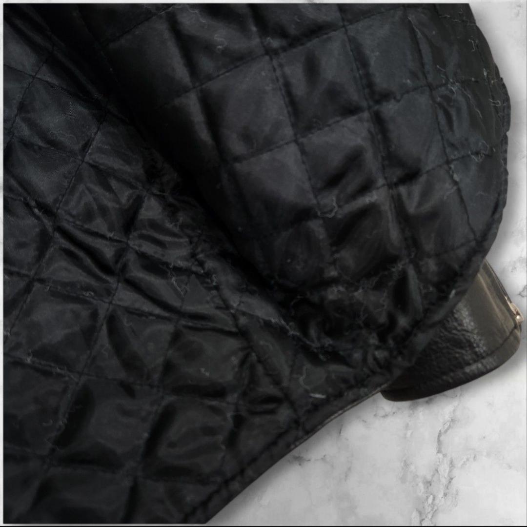 本革 ダブルライダースジャケット カウレザー 短丈 大きいサイズ 44 ブラック