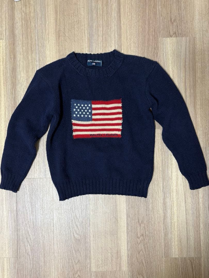 学*生様 【大人気】ラルフローレン 星条旗 ニット フラッグ コットン セーター