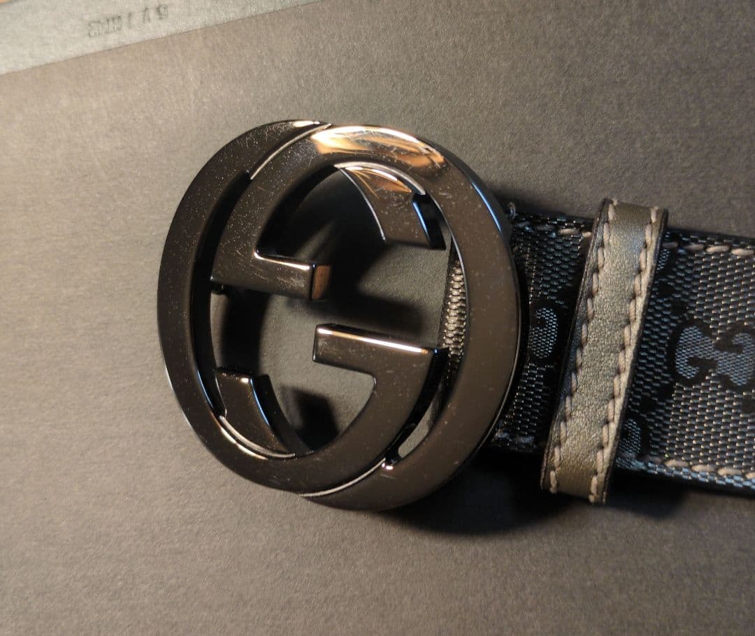 GUCCI ブラウンレザーベルト GGパターン