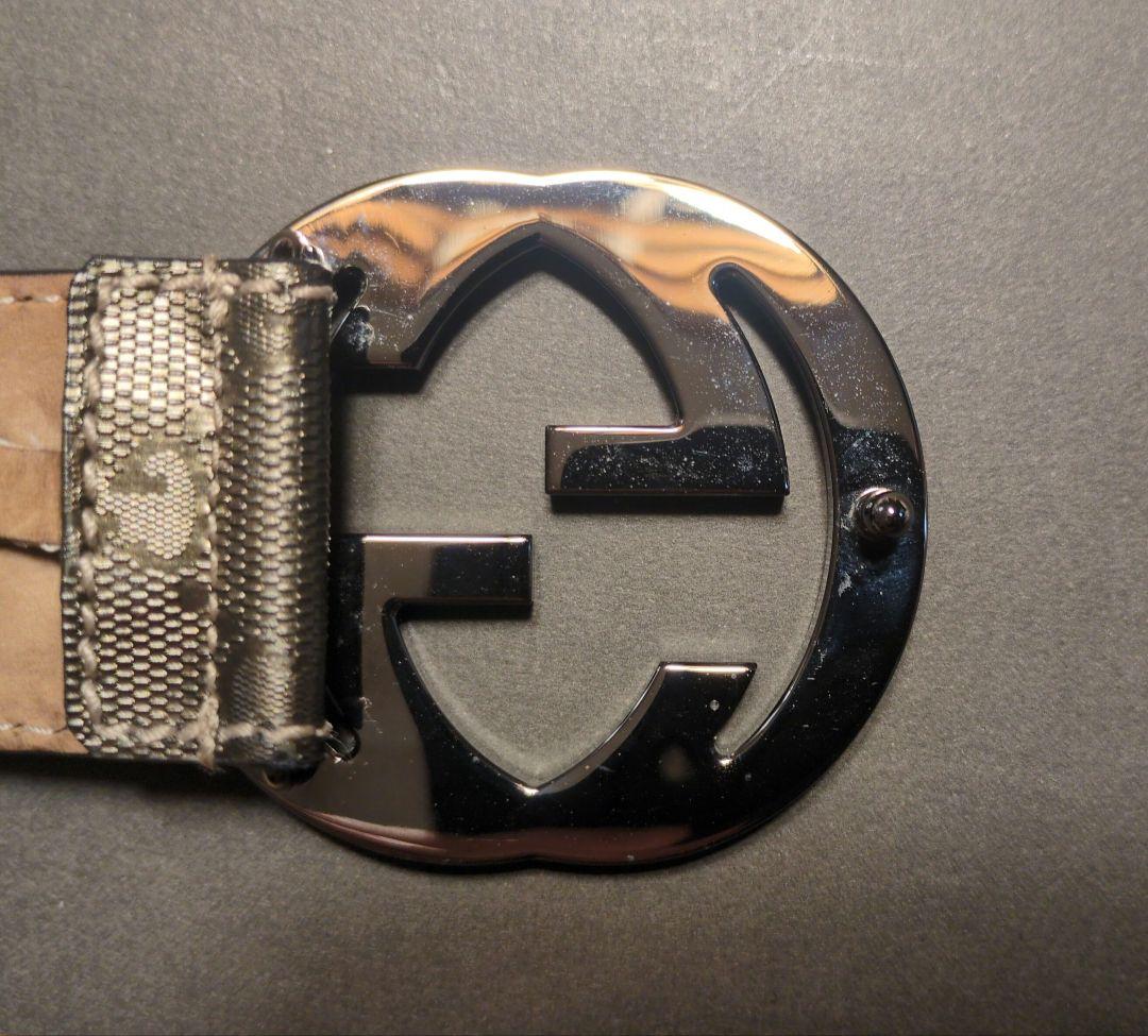 GUCCI ブラウンレザーベルト GGパターン