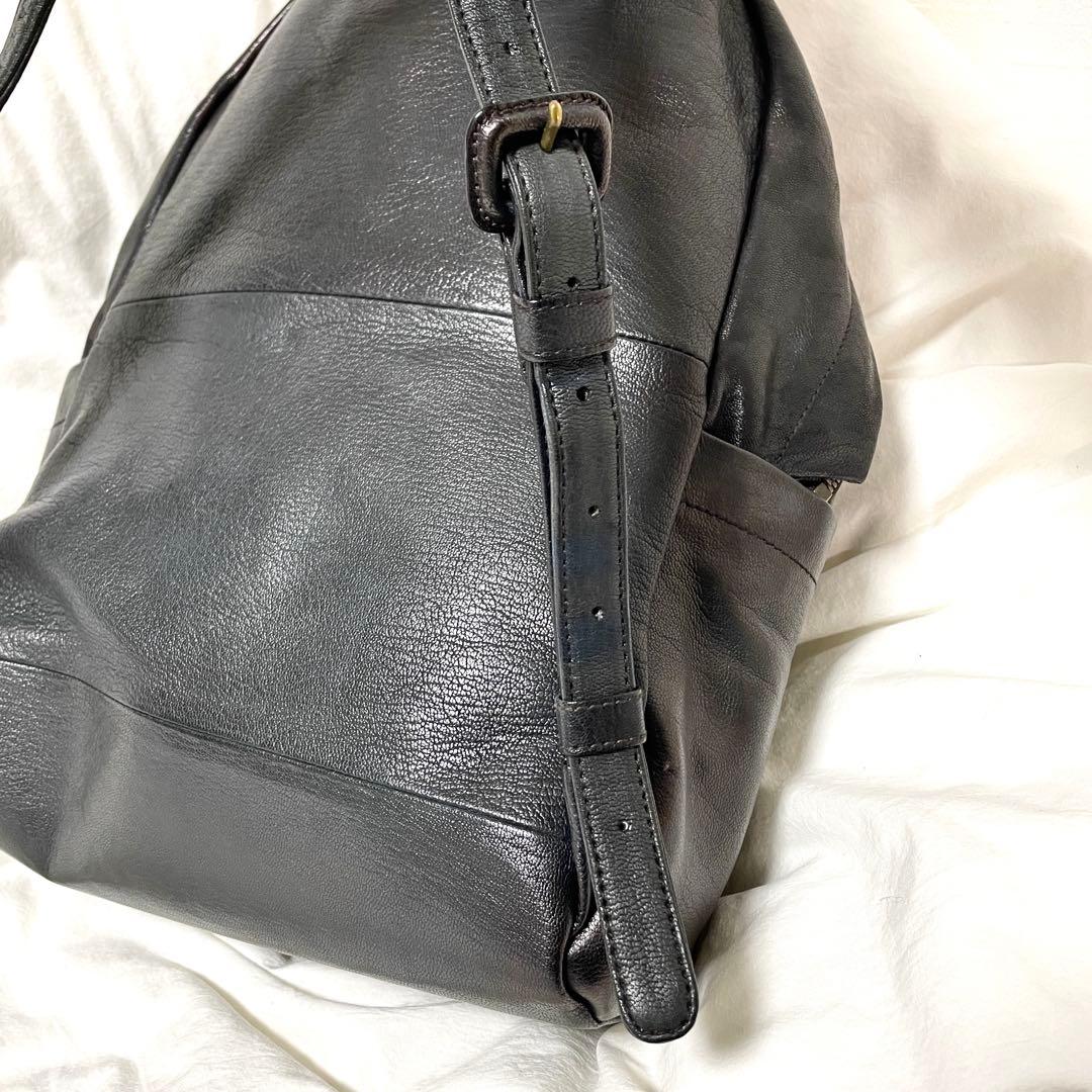 ■美品■ゲンテン　レザーリュック　ゴートヌメ　グレージュブラック