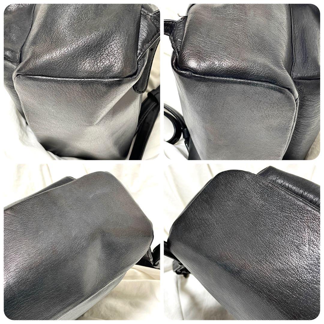■美品■ゲンテン　レザーリュック　ゴートヌメ　グレージュブラック