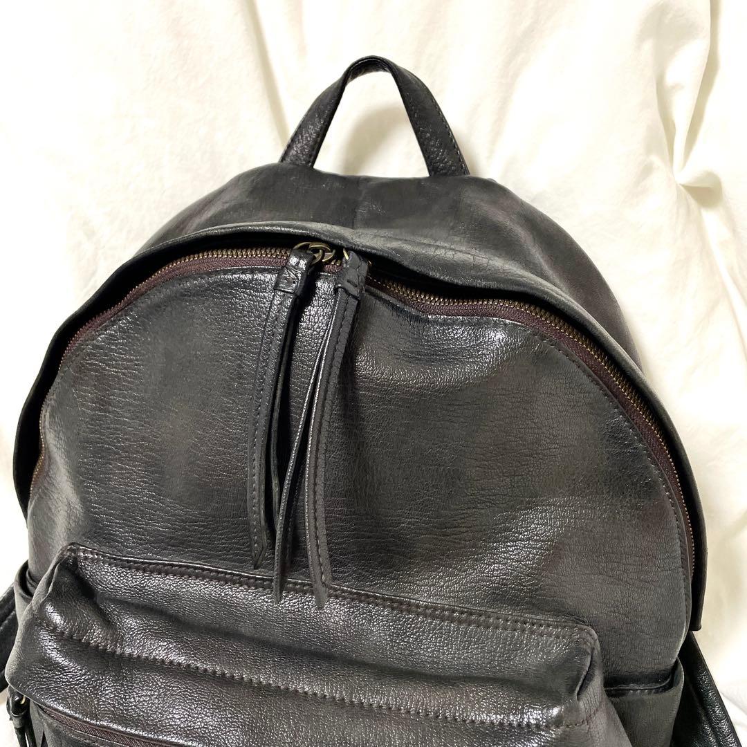 ■美品■ゲンテン　レザーリュック　ゴートヌメ　グレージュブラック