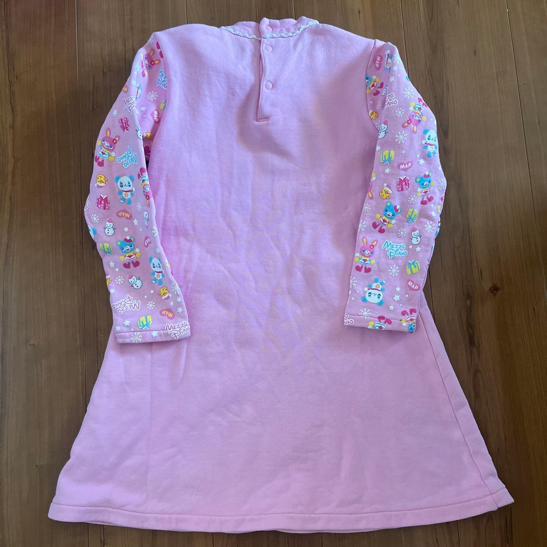 mezzo piano ピンク 長袖ワンピース