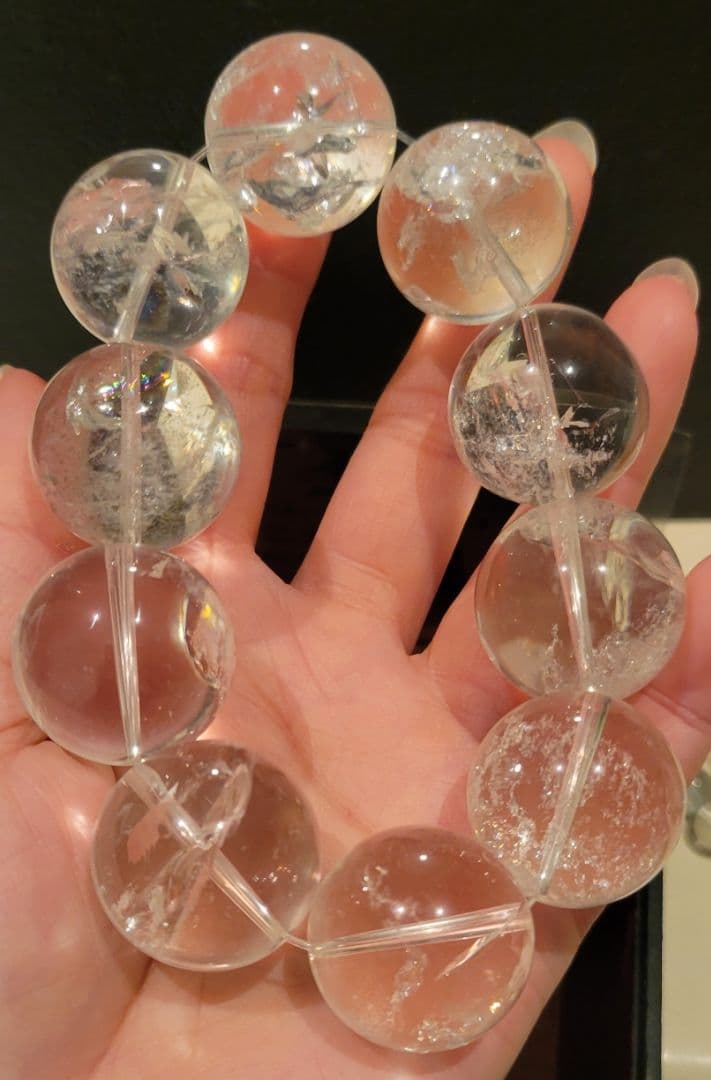 月末特価！希少！秘蔵品！マニカラン水晶大玉24㎜玉ブレスレット産地証明書付き