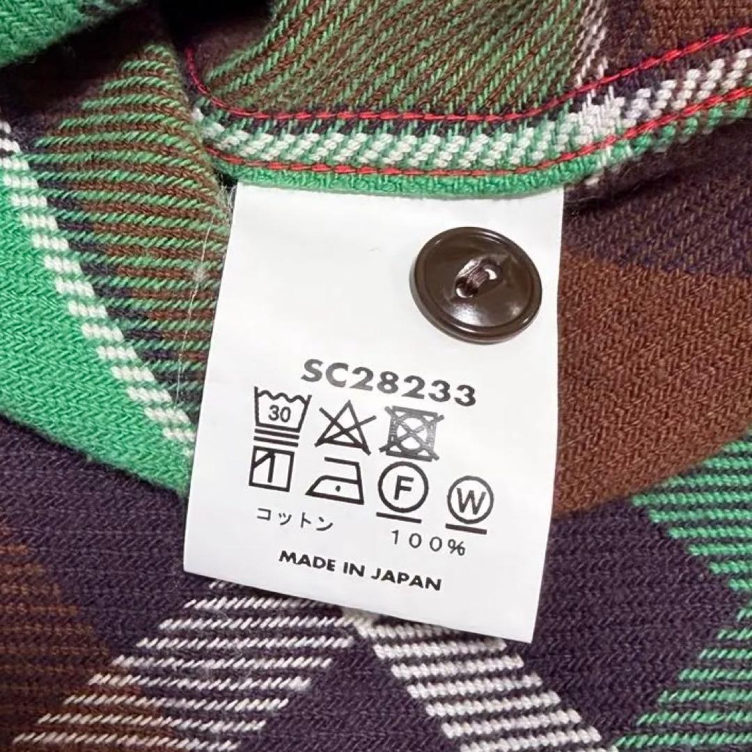 美品　SUGAR CANE 日本製 ネルシャツ L グリーン