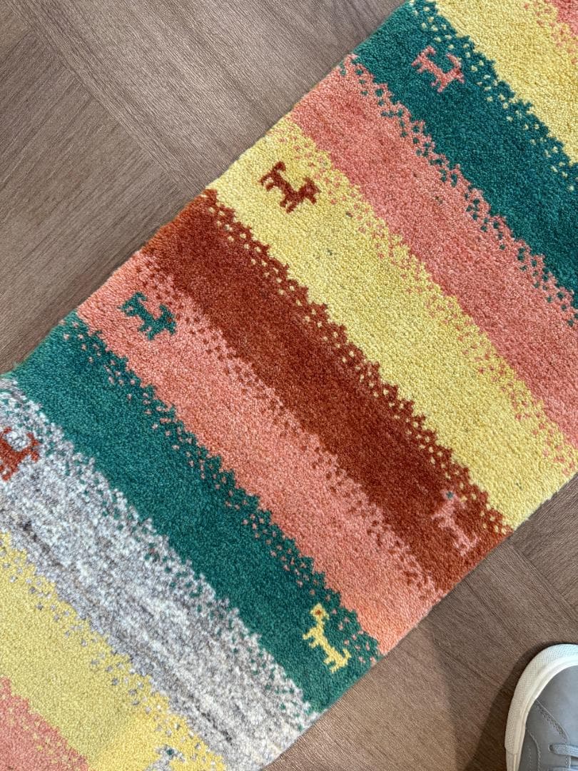 122x40cm ペルシャギャッベ ランナー (ギャベ) ペルシャ絨毯 ギャッベ