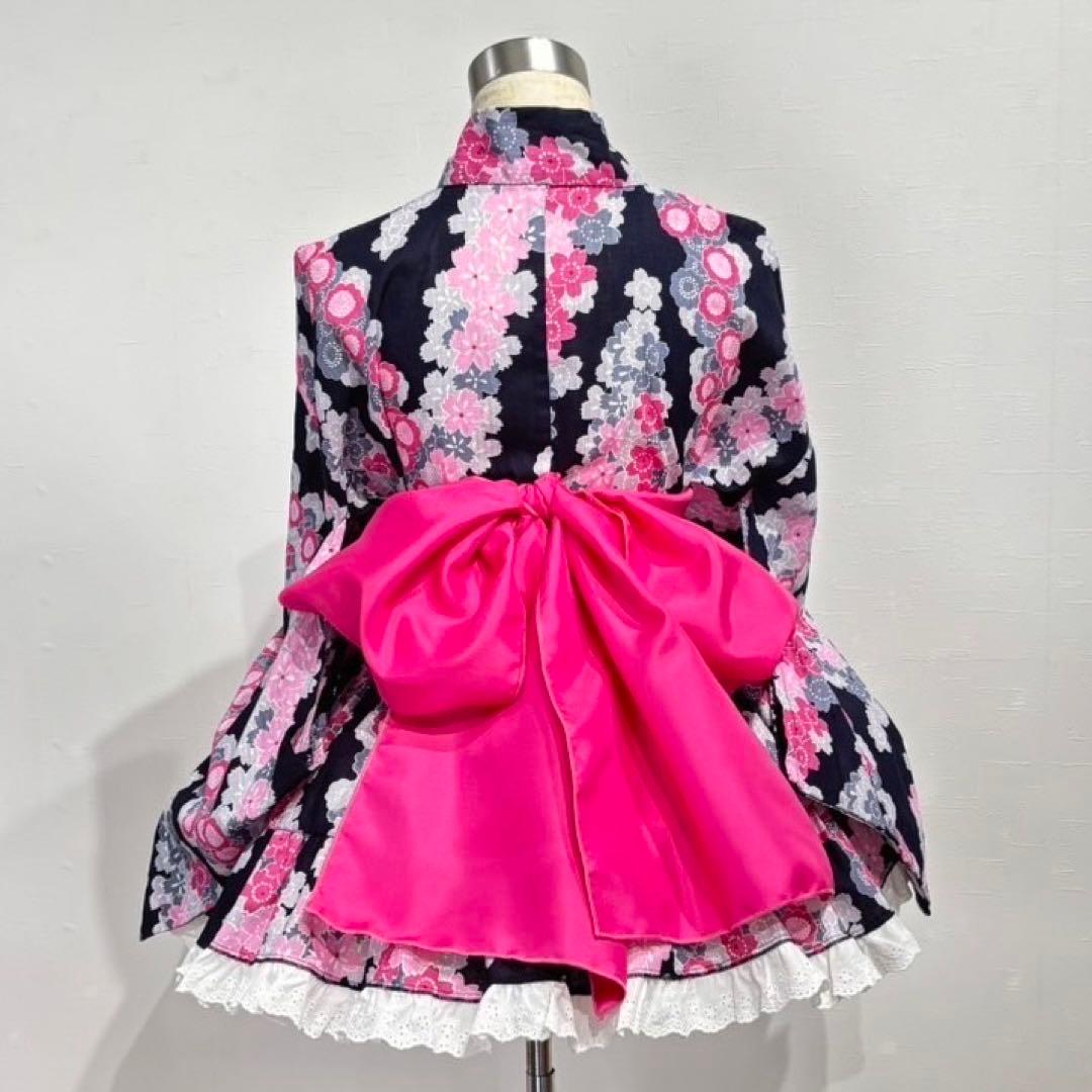 rowa's 浴衣ドレス 黒ピンク 兵児帯 地雷ギャル 姫ギャル y2k