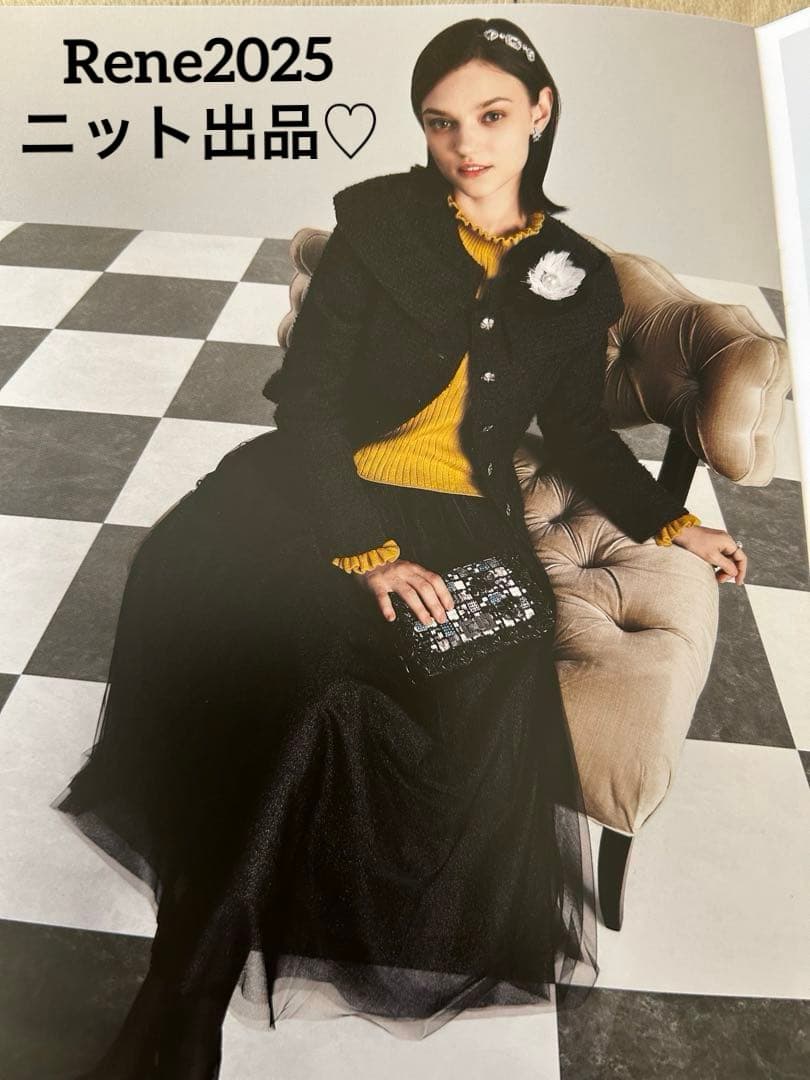 Rene2025♡美品プチフリルお袖パールニット34