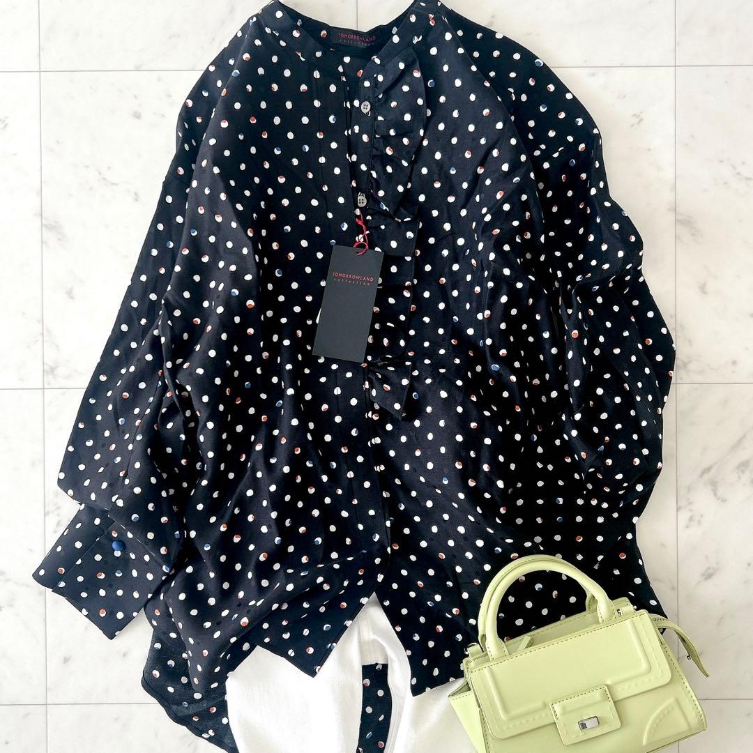 未使用タグ付き トゥモローランド コレクション シルク コットン 長袖ブラウス